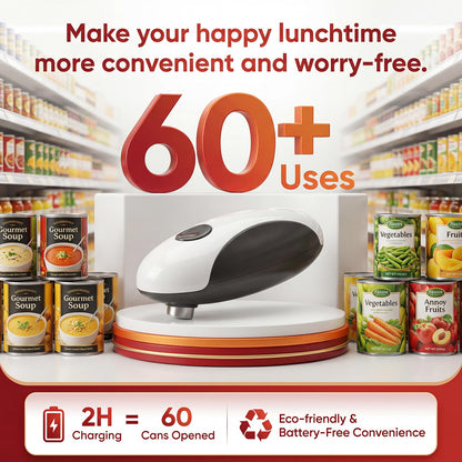 Electric Can Opener, Automatic One-Touch Hands-Free, Smooth-Edge Rechargeable Can Opener for All Can Sizes — Fast Side-Cut Opening, Safe & Easy for Seniors/Arthritis — Compact Kitchen Gadget