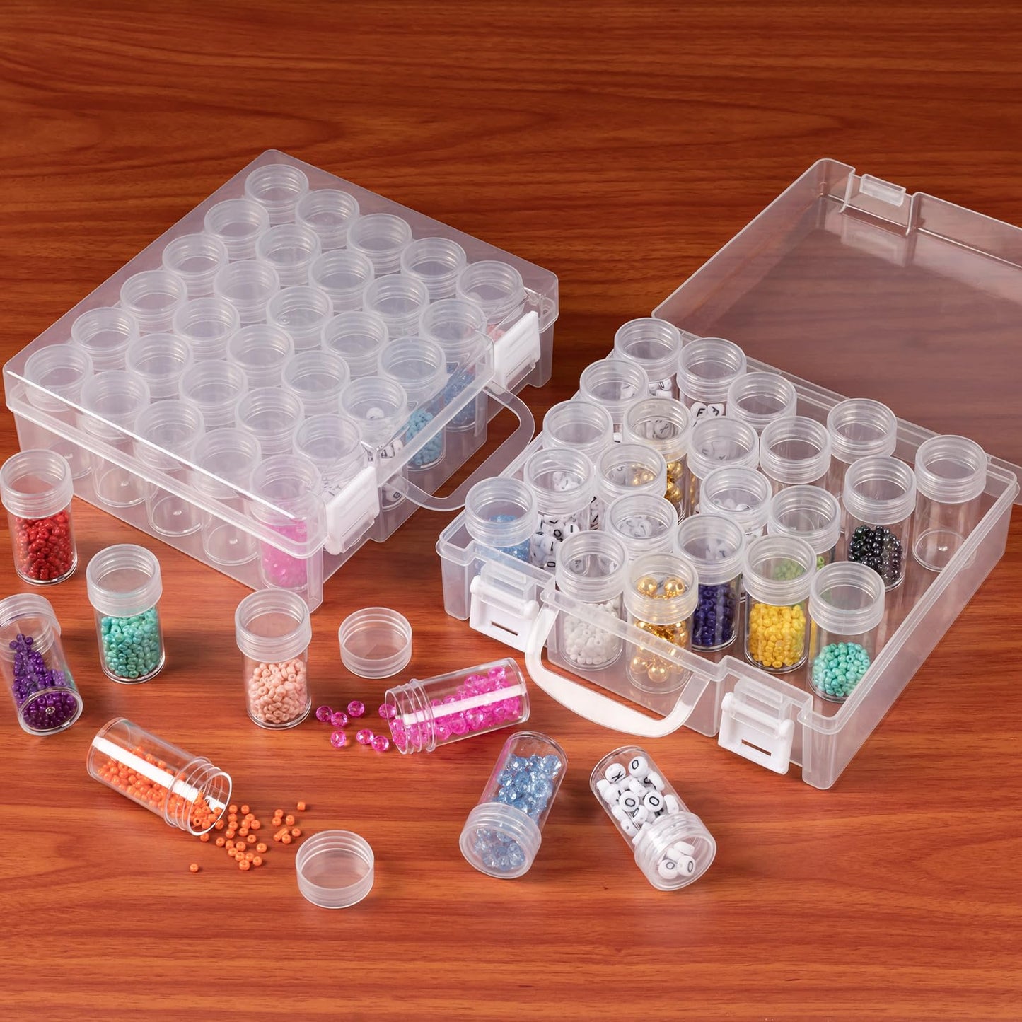 Bead Organizer, Bead Containers, 30 Grids Diamond Painting Storage Containers Clear Bead Organization Diamond Painting Accessories Small Storage Container for Beads Seeds Glitter Rhinestones (2 Pack)