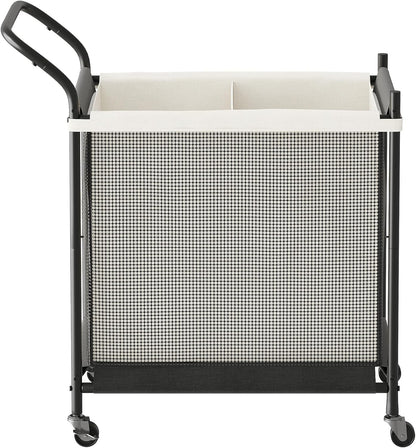 2 120L, Laundry Hamper with Wheels - Section Laundry Basket Removable Washable Bags, Height-Fitted Rolling Laundry Cart