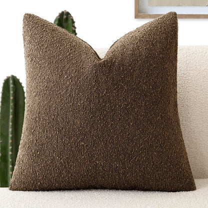 12x20 Inch,1PC,Chocolate Foindtower Decorative Textured Boucle Throw Pillow Covers Accent Solid Lumbar Pillow Cases