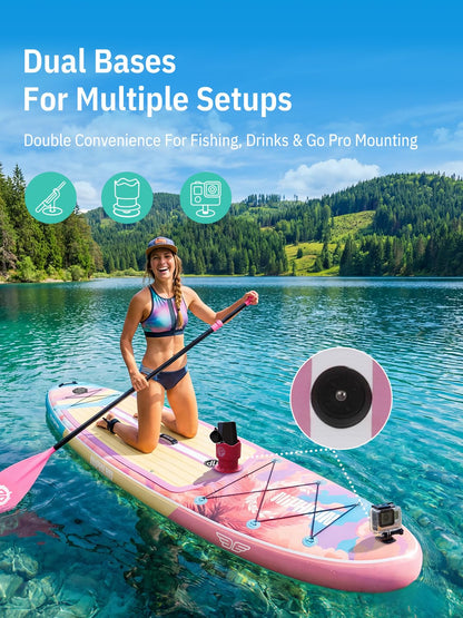 Niphean (Extra Large) Inflatable Paddle Board, SUP for 2+1 People/Family 500lbs Capacity Stand Up Paddle Board with SUP Accessories, StabilTrac Fin Non-Slip Paddleboard for Adults-Cheery