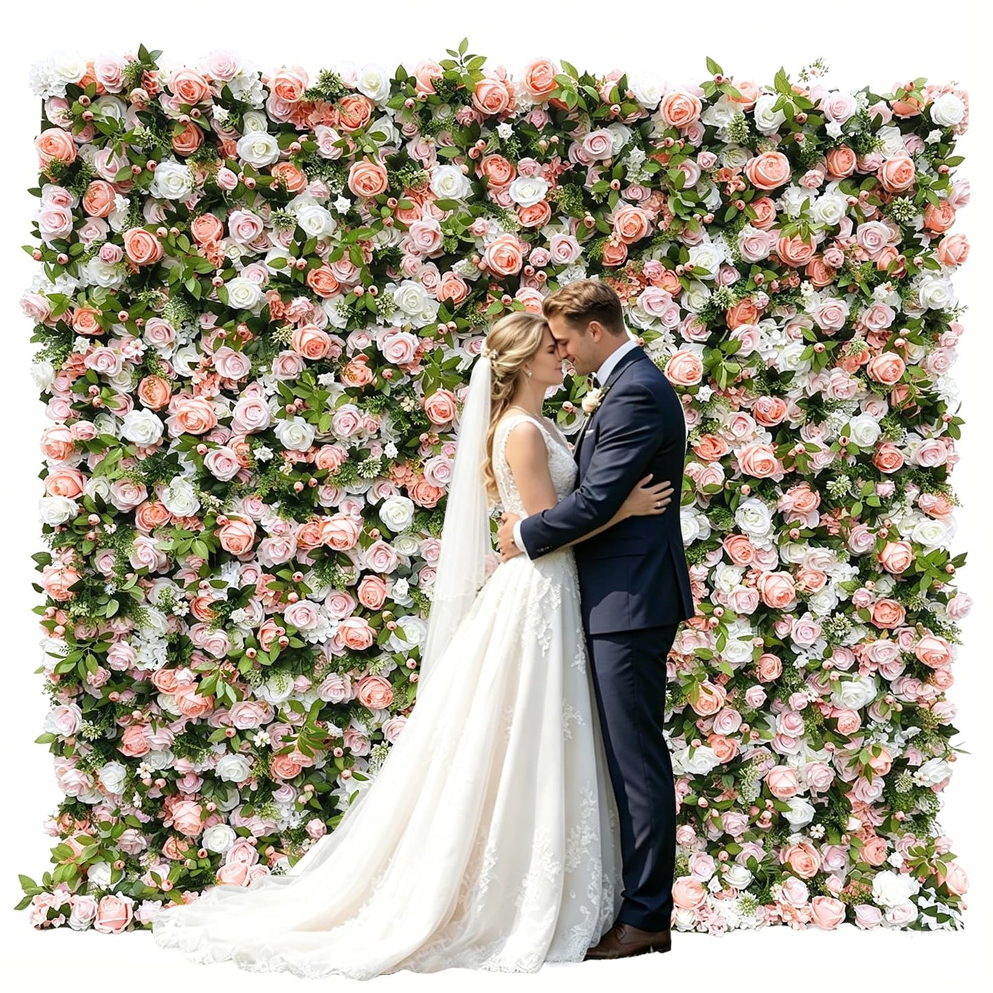 Artificial Flower Wall Panels 8ftx8ft, 5D Silk Wedding Flower Wall, Quick Assembly and Storage, Photo Booth Flower Backdrop for Wedding, Birthday Events Bridal Shower Decor (2#,8x8ft)