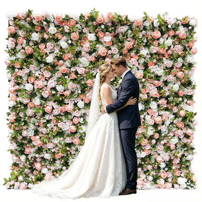 Artificial Flower Wall Panels 8ftx8ft, 5D Silk Wedding Flower Wall, Quick Assembly and Storage, Photo Booth Flower Backdrop for Wedding, Birthday Events Bridal Shower Decor (2#,8x8ft)