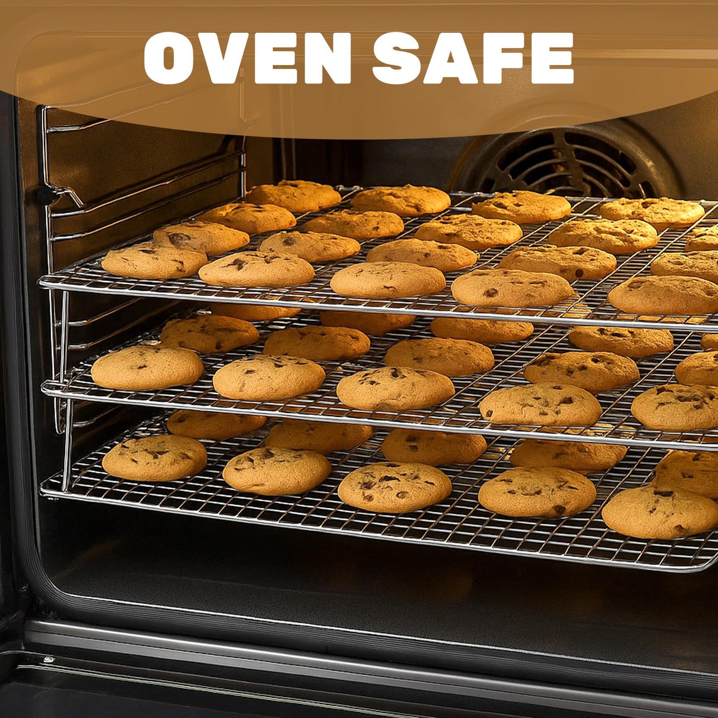 Stainless Steel Stackable Cooling Rack for Baking, 3-Tier Cooling Rack Set, Stackable Heavy Duty Stainless Steel Wire Racks, for Baking Cooking Grilling, Oven & Dishwasher Safe, 12”x 16.5”, Silver