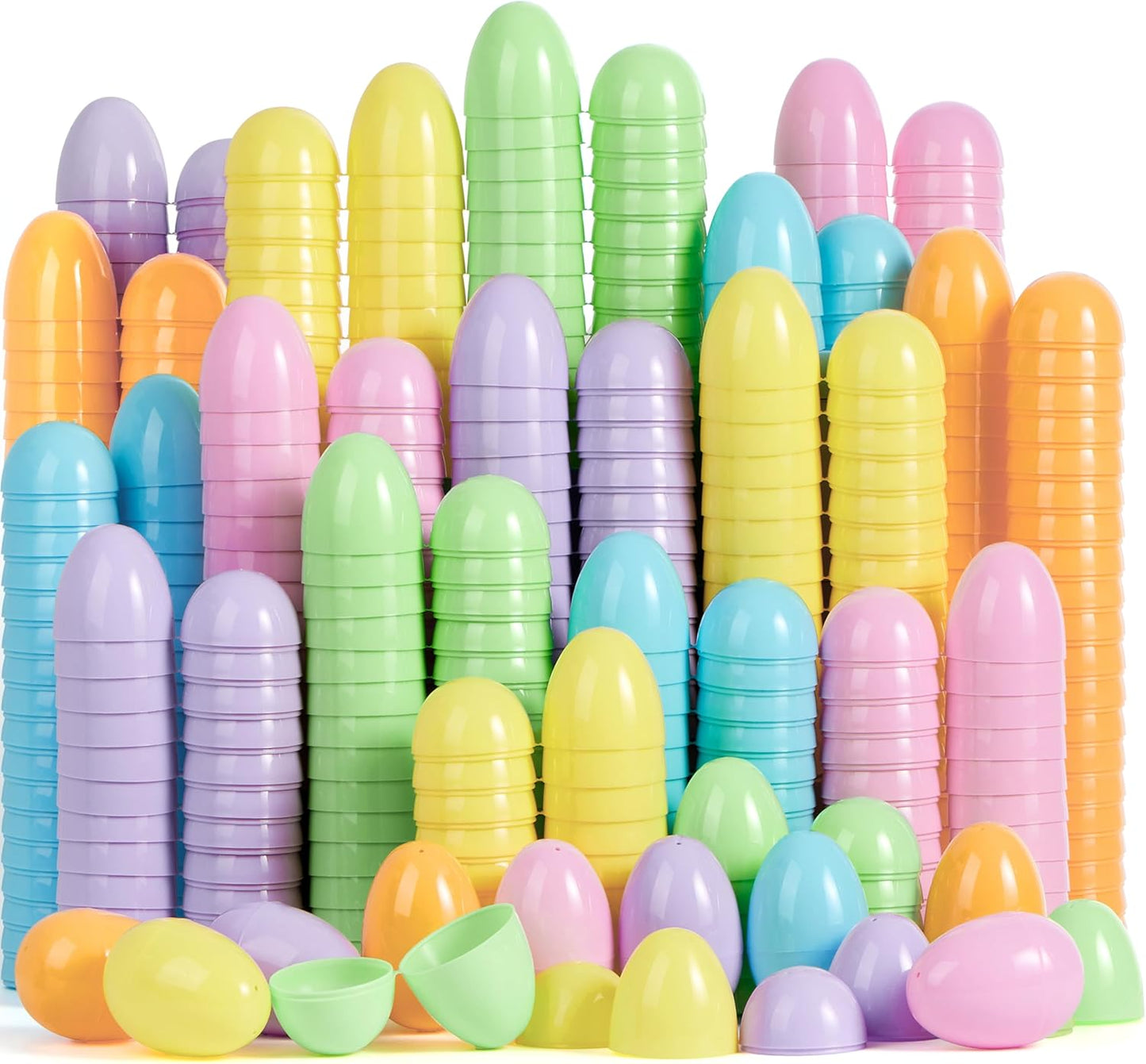 3.15" 25PCS JOYIN Pastel Easter Eggs, Large Plastic Eggs, Empty Colorful Fillable Eggshells for Easter Hunt, Party