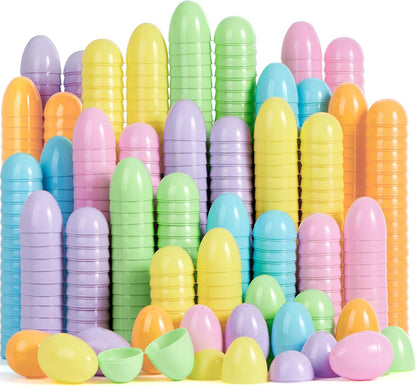 3.15" 200PCS JOYIN Pastel Easter Eggs, Large Plastic Eggs, Empty Colorful Fillable Eggshells for Easter Hunt, Party