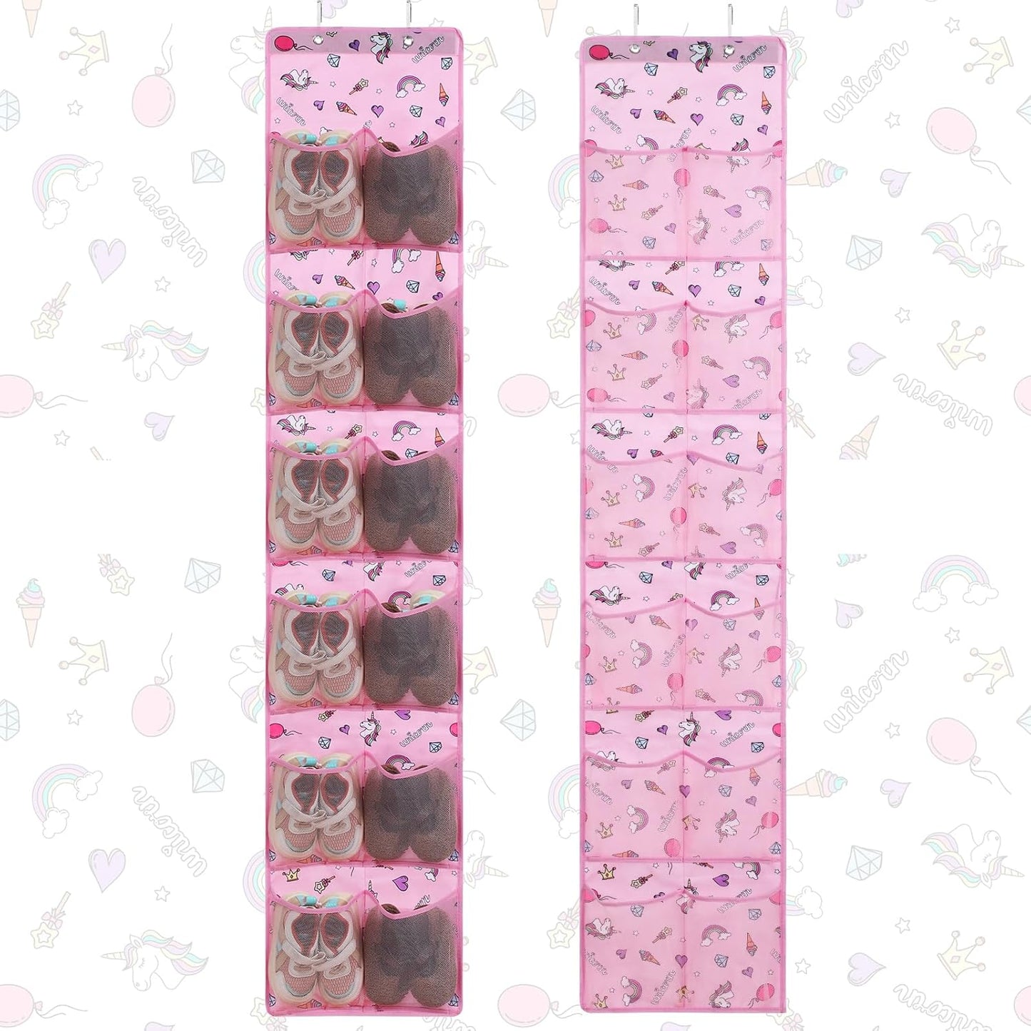 2 24 Closet Windyun Pcs Kids over The Door Shoe Organizer Pockets Unicorn Baby Water Bottle Organizer Rack Hanging