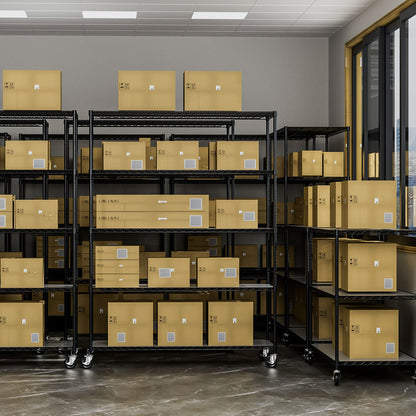 5 Tier 7500lbs Capacity NSF Metal Shelf Wire Shelving Unit, Heavy Duty Adjustable Storage Rack with Wheels & Shelf Liners for Commercial Grade Utility Steel Storage Rack, Black - 82"H x 60"L x 24"D