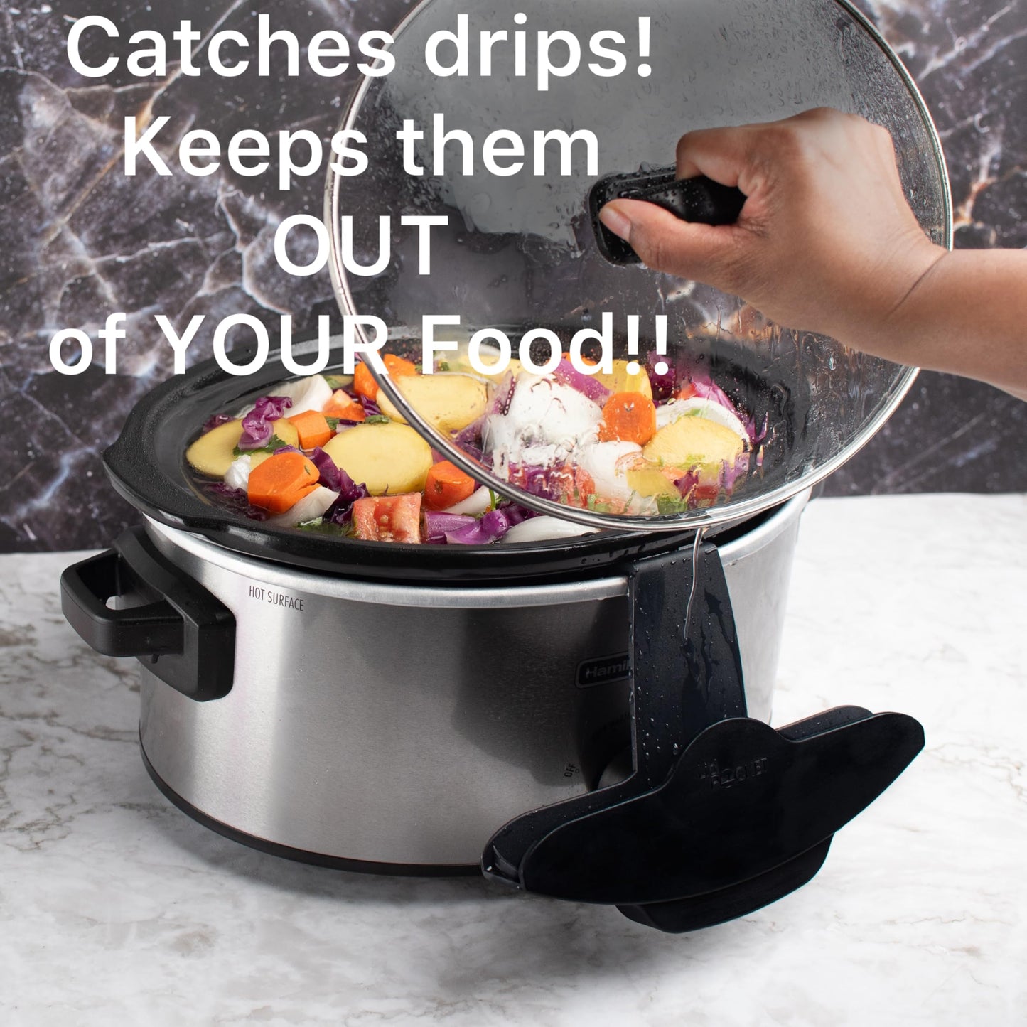 Lid Pocket Slow Cooker Lid Holder | Fits Most Slow Cookers | Keeps Countertops Clean | Crock Pot Kitchen Pot Organizer | Works With Most Crocks