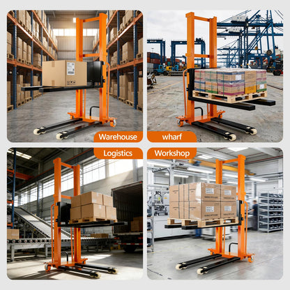 1,100 lbs Electric Lift Table Cart – 63" Max Lift Height, 1,500W Hydraulic Material Lift with 48V 10Ah Battery, Heavy-Duty Pallet Stacker & Lift Platform for Warehouse Loading Dock Logistics Workshop