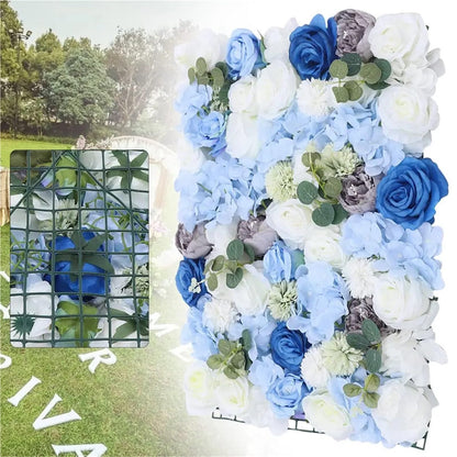TYLPFH 6Pcs Artificial Silk Rose Flowers Wall Backdrop, Flower Panel Floral Faux Back