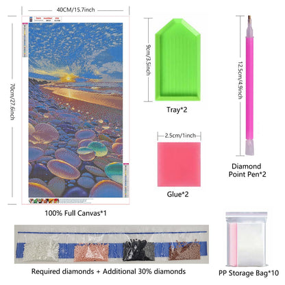 ZHUMUTO Large 5D Diamond Art Painting Kits for Adults,15.7x27.5inch Landscape Beach A DIY Full Round Drill Diamond Dots Large Size,Big Gem Art and Crafts for Home Wall Decor Gifts