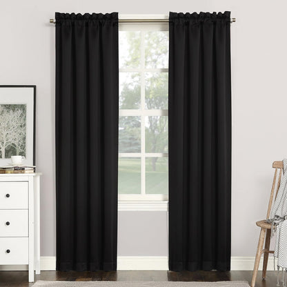 Sun Zero Easton Energy Saving Blackout Curtain Panel, 40" x 63", Black