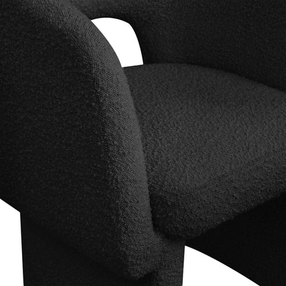 Meridian Furniture 438Black-C Emmet Collection Modern | Contemporary Dining Chair/Accent Chair with Rich Black Boucle Fabric, Steel Inner Frame, 26" W x 23.5" D x 30" H, Black