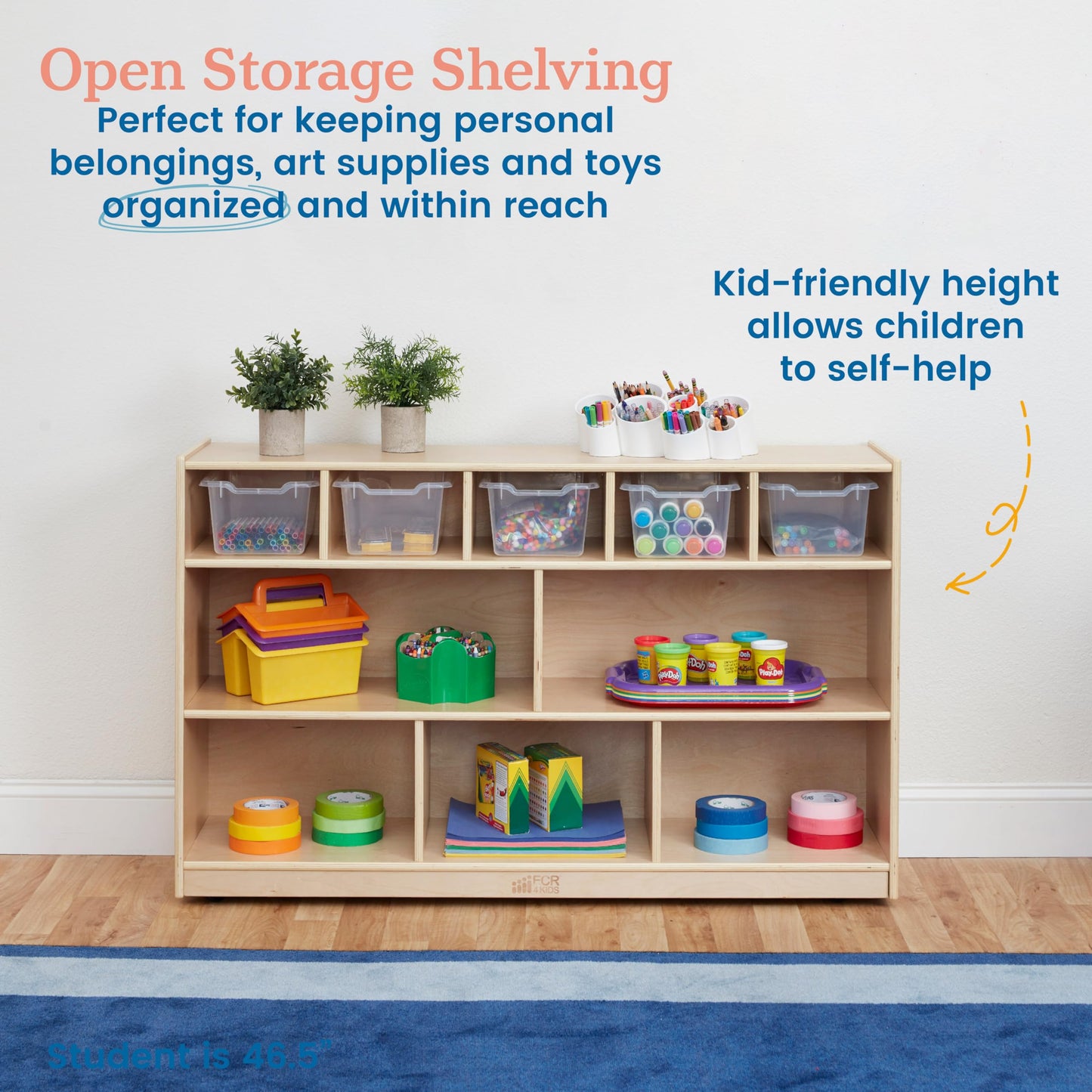 ECR4Kids 5+5 Cubby and Storage Mobile Cabinet with 5 Scoop Front Bins, Kids Furniture, Clear