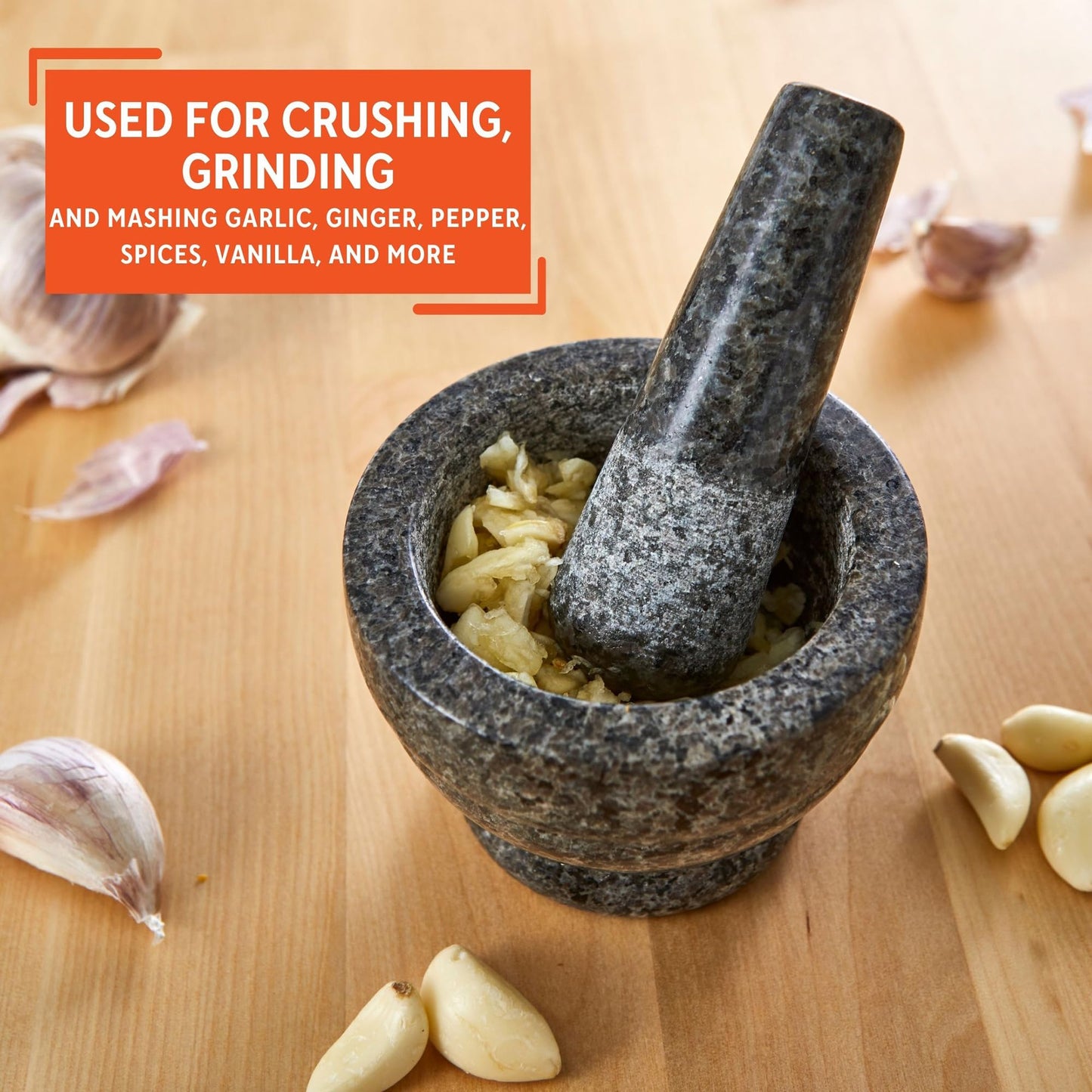 IMUSA USA Small Polished Mortar and Pestle, 3.75”, Granite