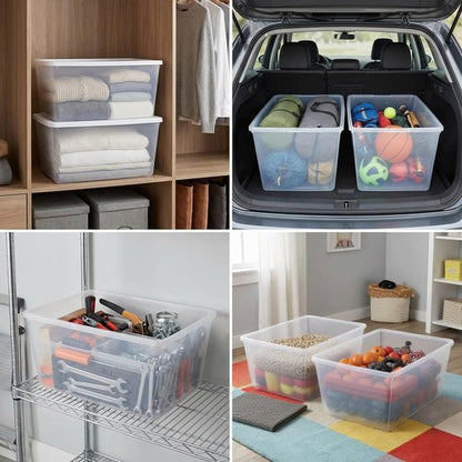 Clear Plastic Storage Bins by [Brand Name] - 90 Quart Stackable Organizer for Home & Office | 2-Pack