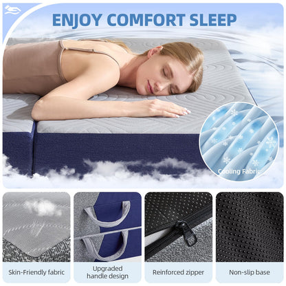 Lansteen Cooling Foldable Mattress, 6 Inch Memory Foam Mattress/Topper with Cold Breathable Effect, Trifold Mattress for Murphy Bed, Portable Folding Floor Bed for Guest, Camping, Travel, Yoga - Twin