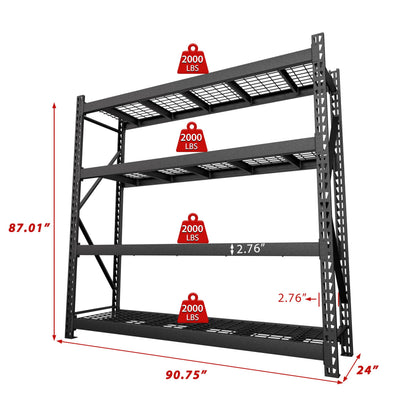 MUPATER 91" W x 24" D x 87" H Industrial Storage Shelving, 8000 Pound Load Capacity, 4-Tier Heavy Duty Adjustable Shelves, Metal Garage Storage Rack for Warehouse, Garage, Kitchen