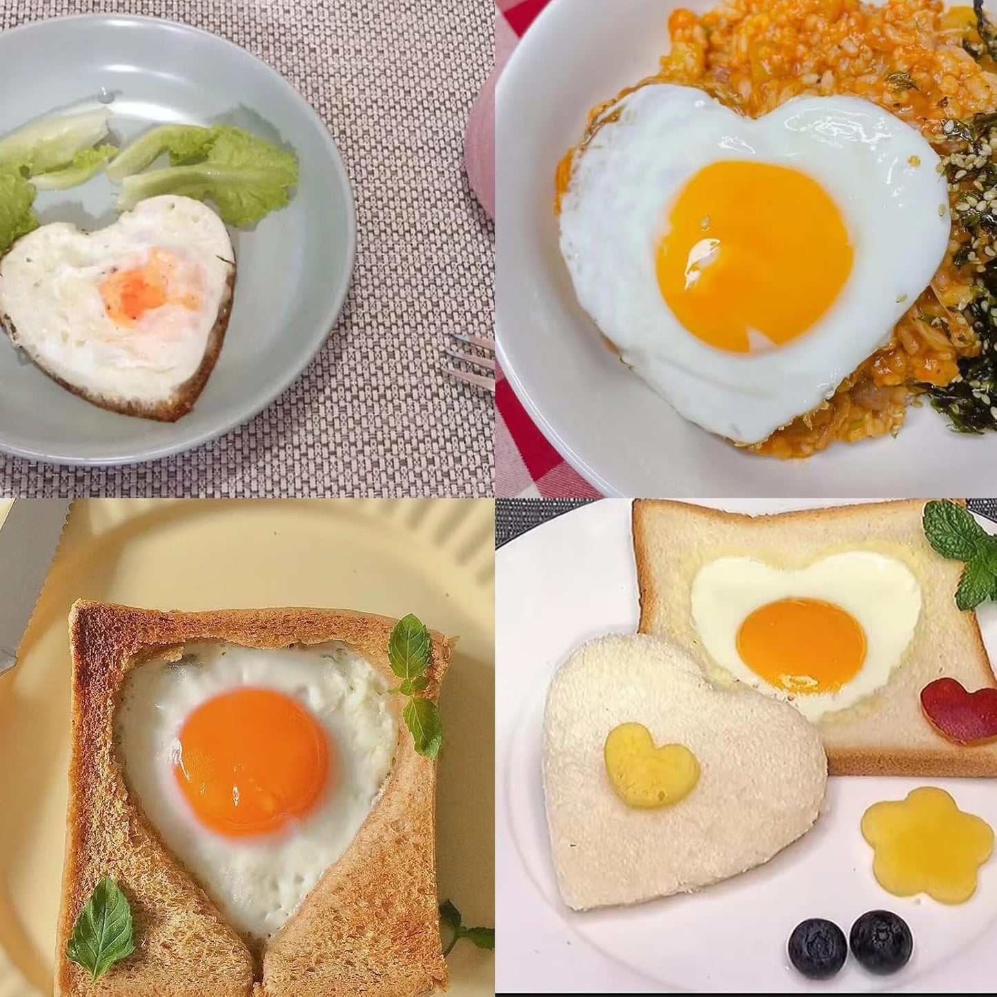Food Grade Silicone Egg Rings, 4 Pack Non-stick Fried Egg Rings for Cooking, Heart-shaped Molds