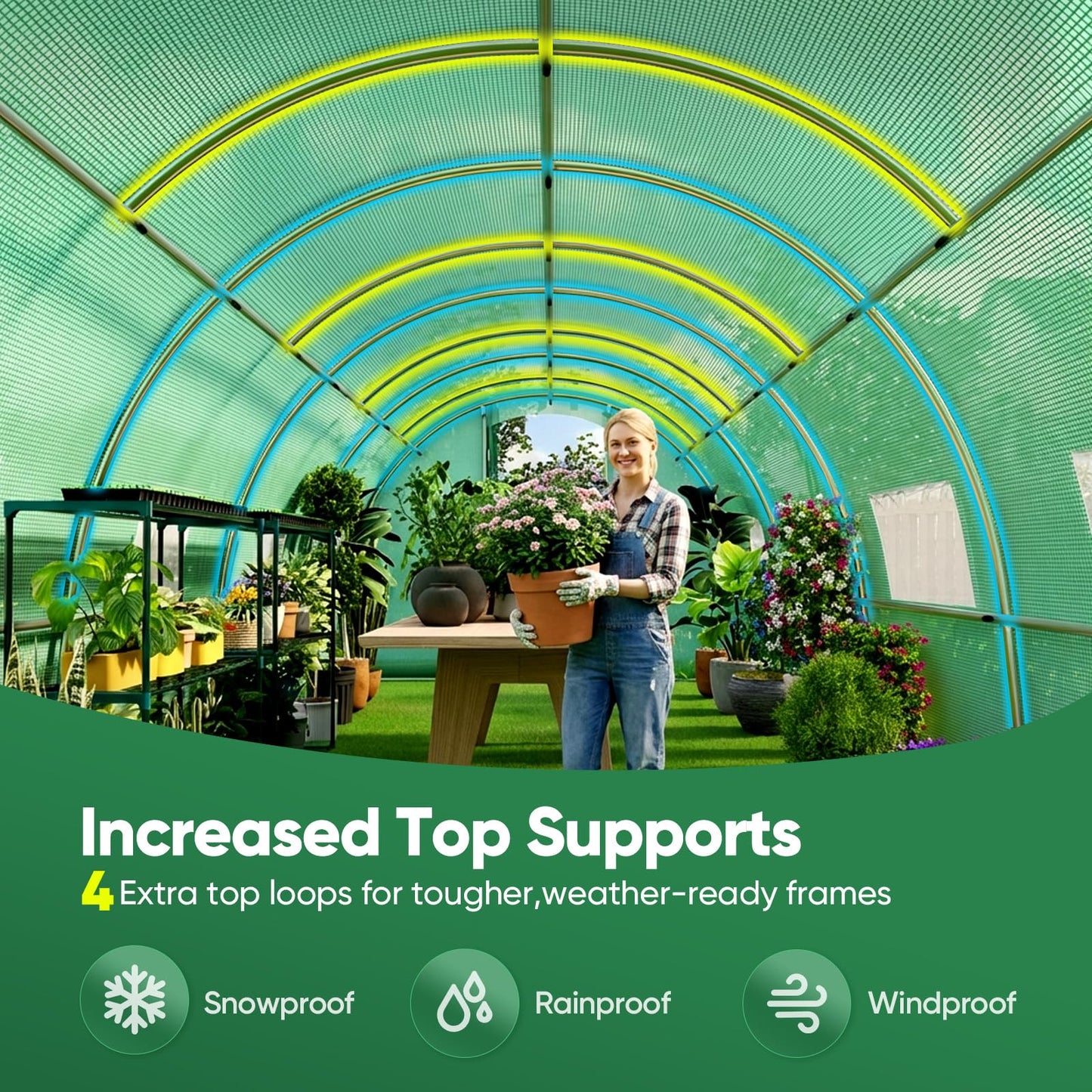 Quictent 20x10x6.6 FT Premium Greenhouse for Outdoors with 2 Door Frames, Reinforced Top Structure & Cover, Large Heavy Duty Walk-in Tunnel Hoop Green House for Garden Backyard Flower Winter, Green