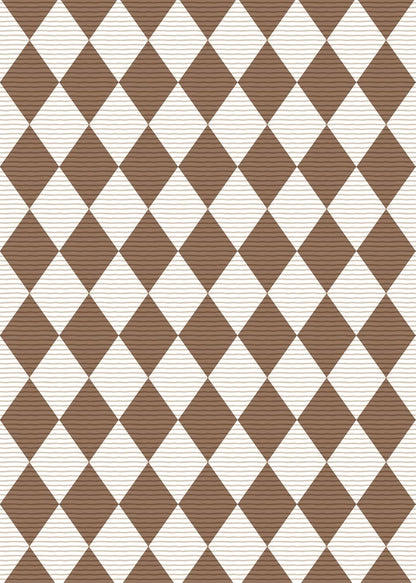 5x7 Washable Checkered Rugs for Bedroom, Brown and White Area Rug for Living Room, Geometric Faux Wool Carpet for Kids