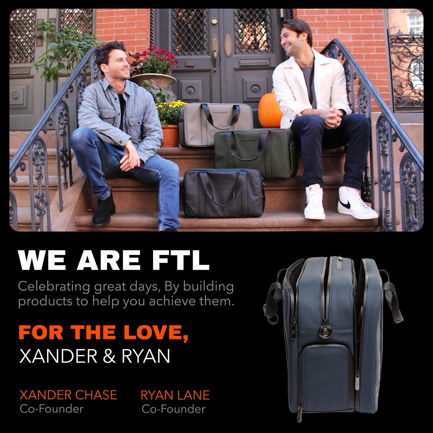 The FTL Pro Mens Travel Bag - 30L Premium Work to Gym Weekender Duffel with Garment Bag, Shoe Space & 18" Laptop Sleeve - Organized Athletic Business Carry On Hybrid, Fits Under Airplane Seat - Blue