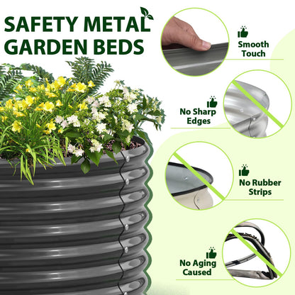 A ANLEOLIFE 6X3X2 ft Galvanized Raised Garden Beds Outdoor-2 Pack, Oval Large Metal Deep Root Planter Box for Planting Vegetables Flowers Herb, Anti-Rust & Easy-Setup, Quartz Grey