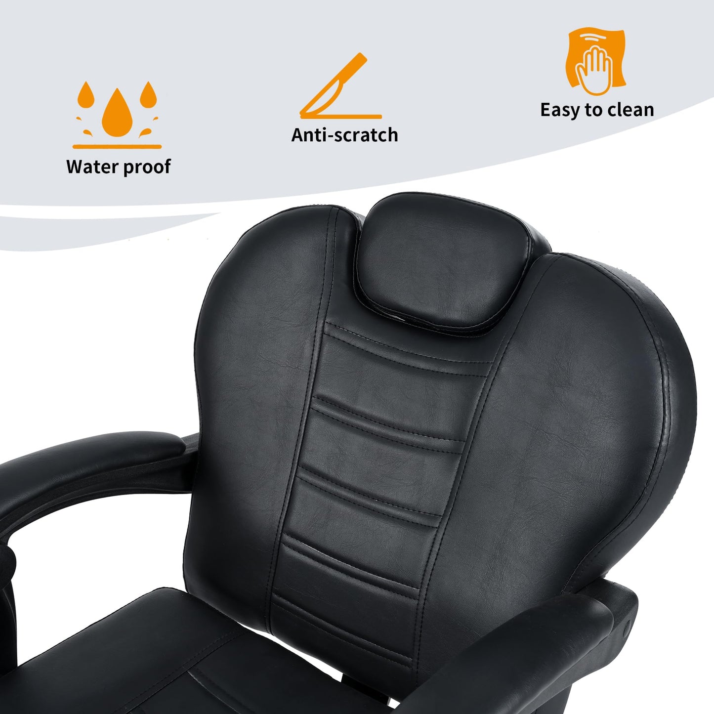Merax Classic Reclining Barber Salon Chair for Hair Stylist with Heavy Duty Hydraulic Pump, 360° Rotation, Tattoo Chairs Shampoo Beauty Salon Equipment, Black