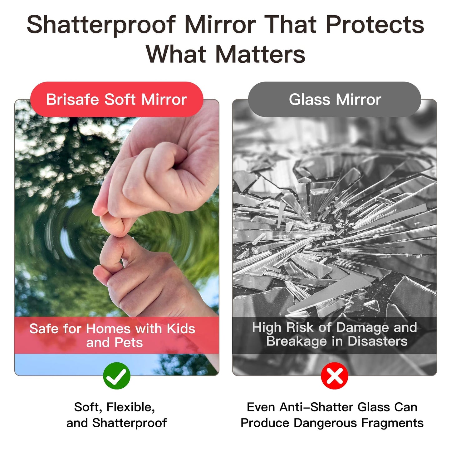 brisafe 75" x 94" (2PCS 75" X 47") Gym Mirror - Full Length Wall Mirror for Gym/Dance Studio/Home/Yoga - Easy to Install, Lightweight Glassless Miorror, Reduces 60% Commercial Insurance Costs