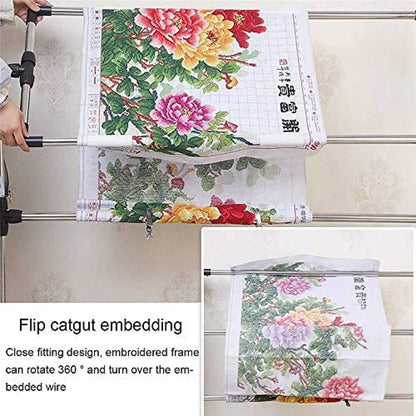 Adjustable Needlework Floor Frame for Cross Stitch and Embroidery, Standing Craft Stand and Lap Table for Sewing and Art, Convenient Holder for Creative Projects.