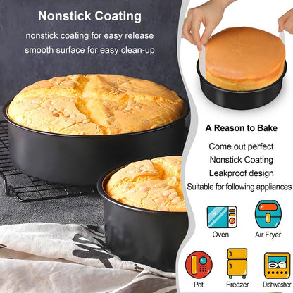AWTBDP 6 Inch Cake Pans Set of 3, Smash Cake Pans with 100PCS Parchment Paper for Layer Cakes, No-Stick Round Cake Pan Sets for Baking, Durable Baking Pan Set for Christmas Birthday, Dishwasher Safe
