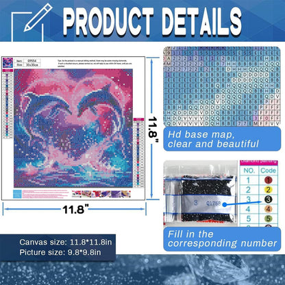 ajepon 3 Pack Heart Diamond Art Kits for Adults - Beach 5D Diamond Painting, Heart Gem Art for Adults, Gem Painting Kits for Wall Home Decor Arts Craft 12x12inch