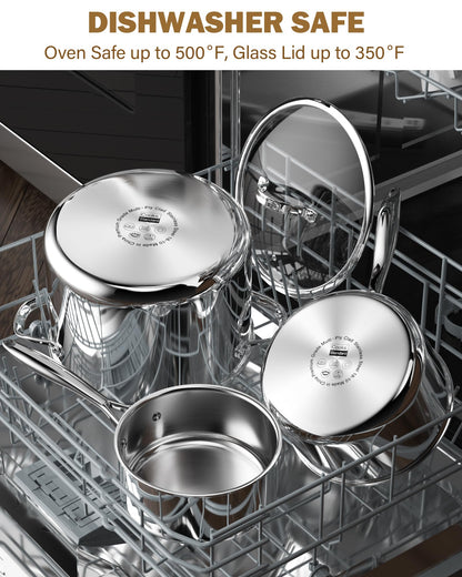 Cooks Standard Stainless Steel Stock Pot, 8-Quart Multi-Ply Clad Cooking Canning Pot with Lid, Induction Stockpot, Silver