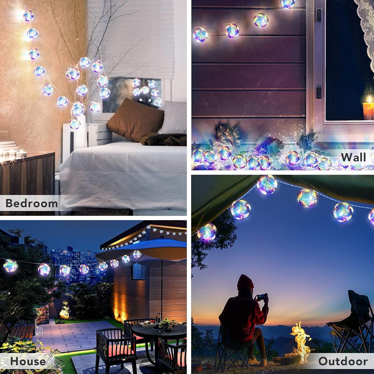20 10ft AceList LED Globe Disco Ball Mirror String Lights, USB&Battery Powered Fairy Lights, Eid Ramadan Decoration