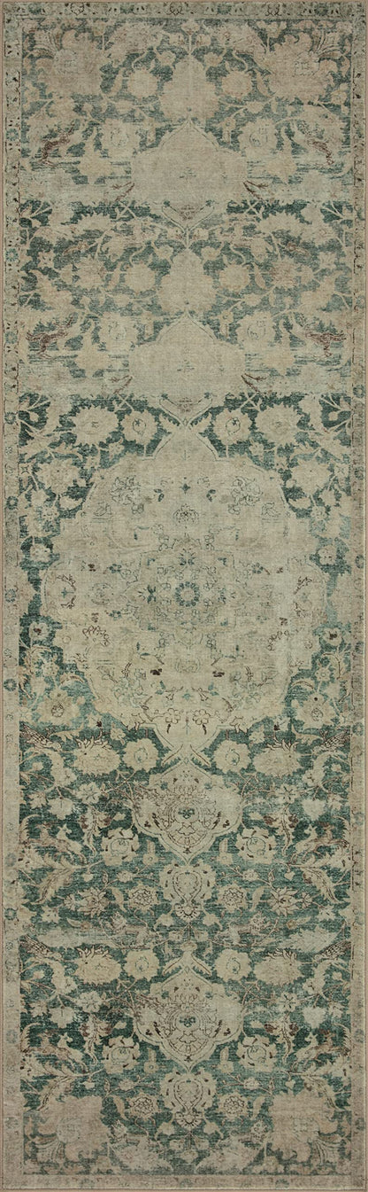 Loloi Magnolia Home by Joanna Gaines Sinclair Collection SIN-05 Jade/Sand 8'-6" x 11'-6", .25" Pile Height, Machine Washable, Area Rug