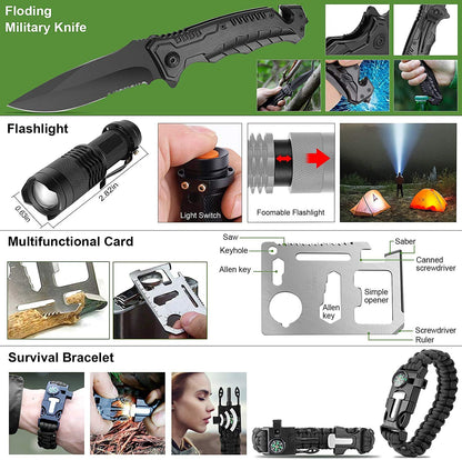 216 Pcs Survival First Aid kit, Professional Survival Gear Equipment Tools First Aid Supplies for SOS Emergency Hiking Hunting Disaster Camping Adventures (Green)