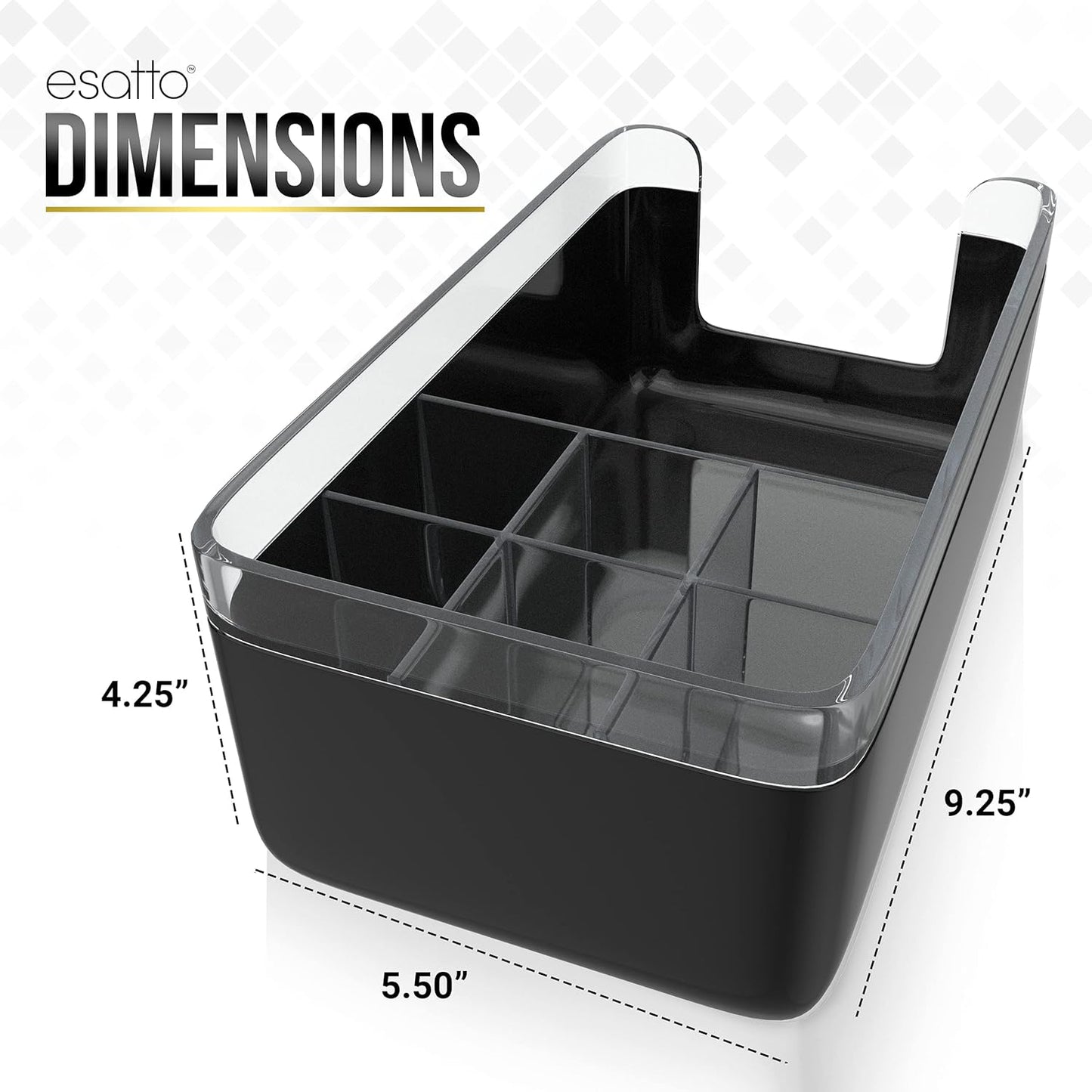 12 12 Esatto Professional Bar Products Premium Bar Caddy (Black), Used to Easily Organize Bar Items and Workspace
