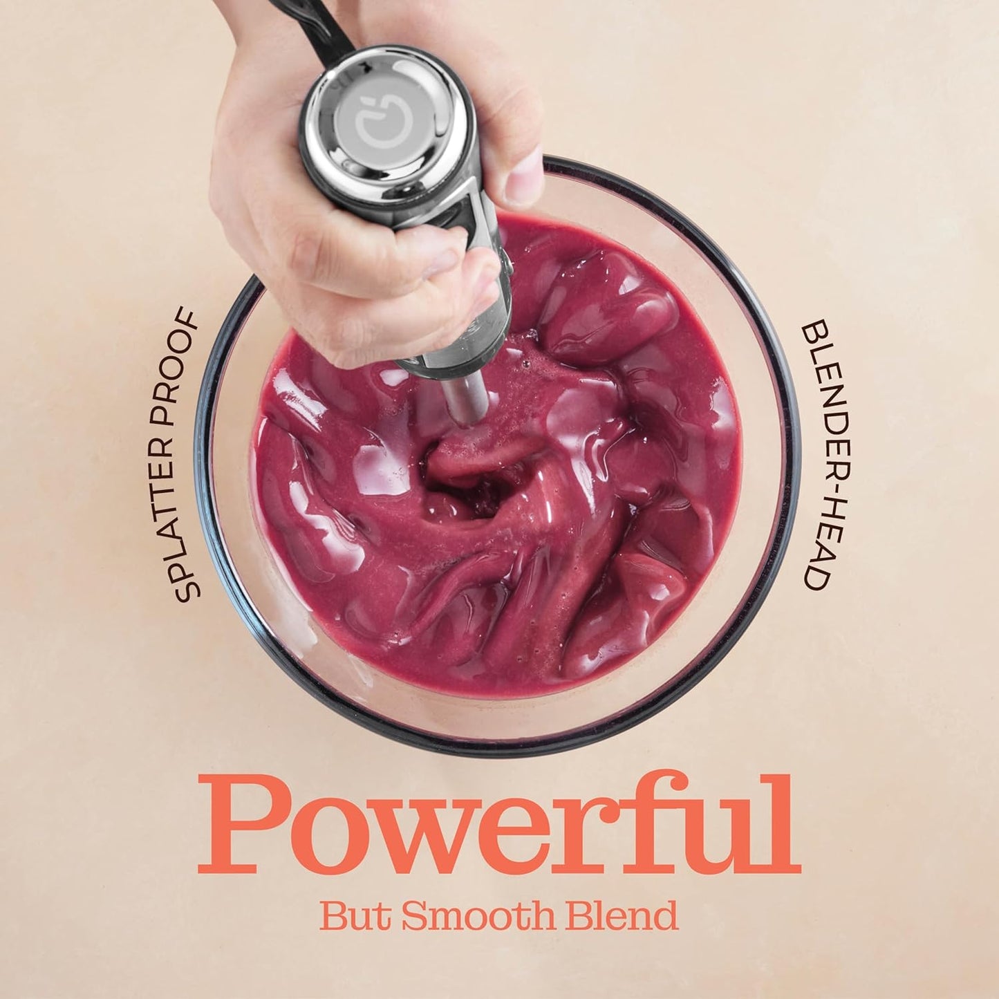 Powerful 500 Watt Immersion Blender, Electric Hand Blender with Turbo Mode, Detachable Base for Smoothies and Puree