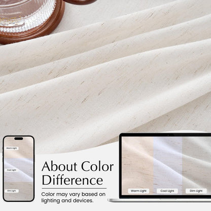 NICETOWN Pinch Pleated Linen Kitchen Curtains 24 Inches Long, 2 Panels Set Natural French Rustic Light Filtering Short Curtains for Cafe Bar Living Room Bedroom Window, 40" W x 24" L