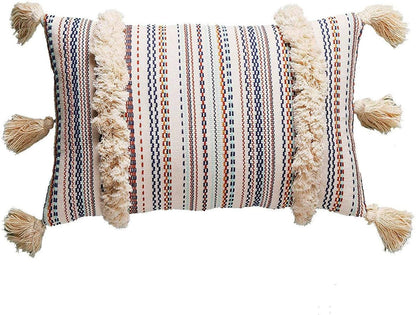 Boho Pillow Covers, Decorative Throw Pillow Tassel Sham Cushion Covers, 12"X20" (Multi)