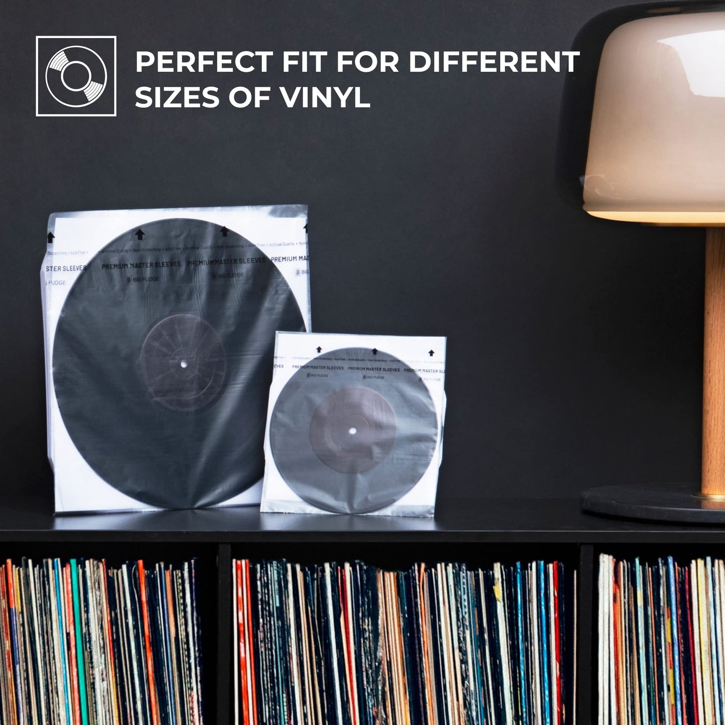 Big Fudge 25x Premium Vinyl Record Inner Sleeves - Clear 3-Ply Album Covers with Anti-Static Rice Paper - Master Vinyl Record Sleeves - Acid Free Protective Cover for 12" Records