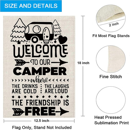 ZJXHPO Welcome To Our Camper Garden Flag Camping Gift Outdoor Yard House Banner Home Lawn Welcome