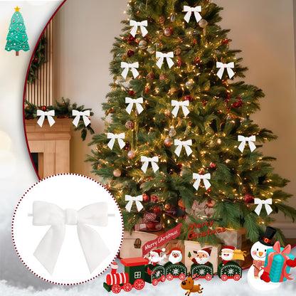 30 Counts 3.15Inch Velvet Bows with Adhesive Dots, Self-Adhesive Christmas Bows for Gift Wrapping Boxes, Wedding Decor, Christmas Tree Ornaments (White)