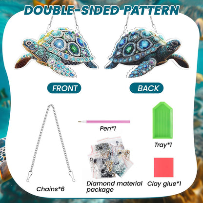 Xuhal 6 Pcs Sea Turtle Special Shape Diamond Art Kits for Adults 5D Diamond Painting Kits for Beginner DIY Hanging Pendant Ornament Crystal Paint Arts and Crafts Set for Home Wall Decor