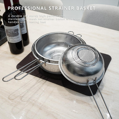 ICEICE Metal Fine Mesh Strainer and Colander for Kitchen with Handle, Stainless Steel Pasta Strainer/Kitchen Funnel/Collander/Sifter for Strain/Wash Vegetables, Fruits, Spaghetti, Rice (10.2＂)