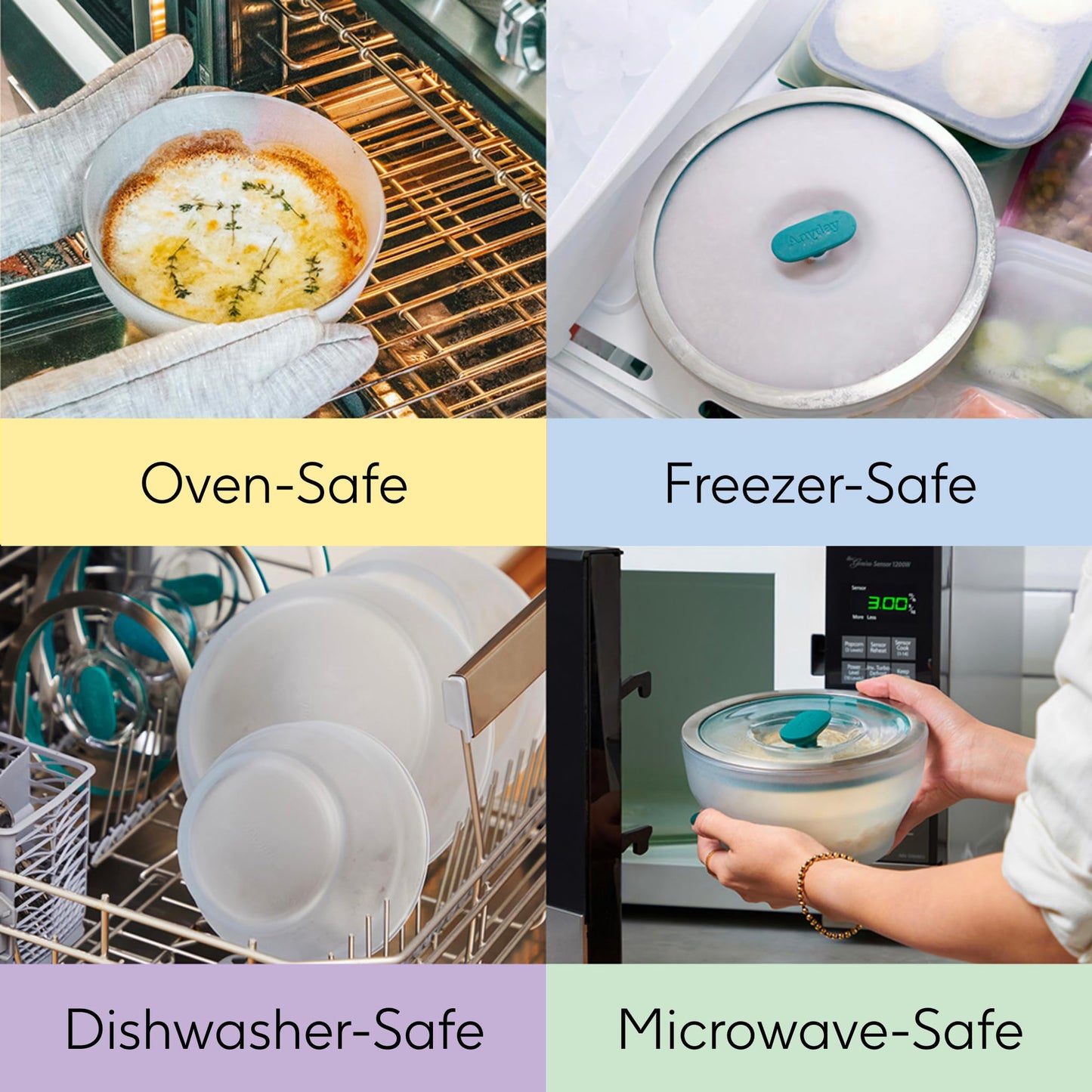Anyday 8-Cup Microwave Cookware & Glass Container with Glass Lid, Plastic-Free Deep Food Storage | Stackable Airtight Steamer with Vented Lid for Microwave-Safe Reheating, Steaming Vegetables & Rice