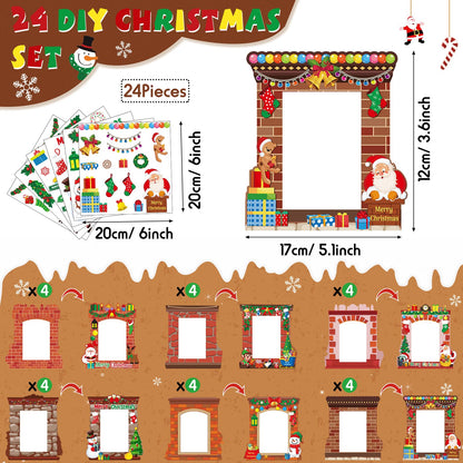 Capoda 24 Pack Christmas Picture Frame Craft Kits DIY Fireplace Christmas Photo Frame Craft Ornaments Xmas Picture Frame Holiday Craft Activities for Photo Ornament Craft Christmas Tree Decor