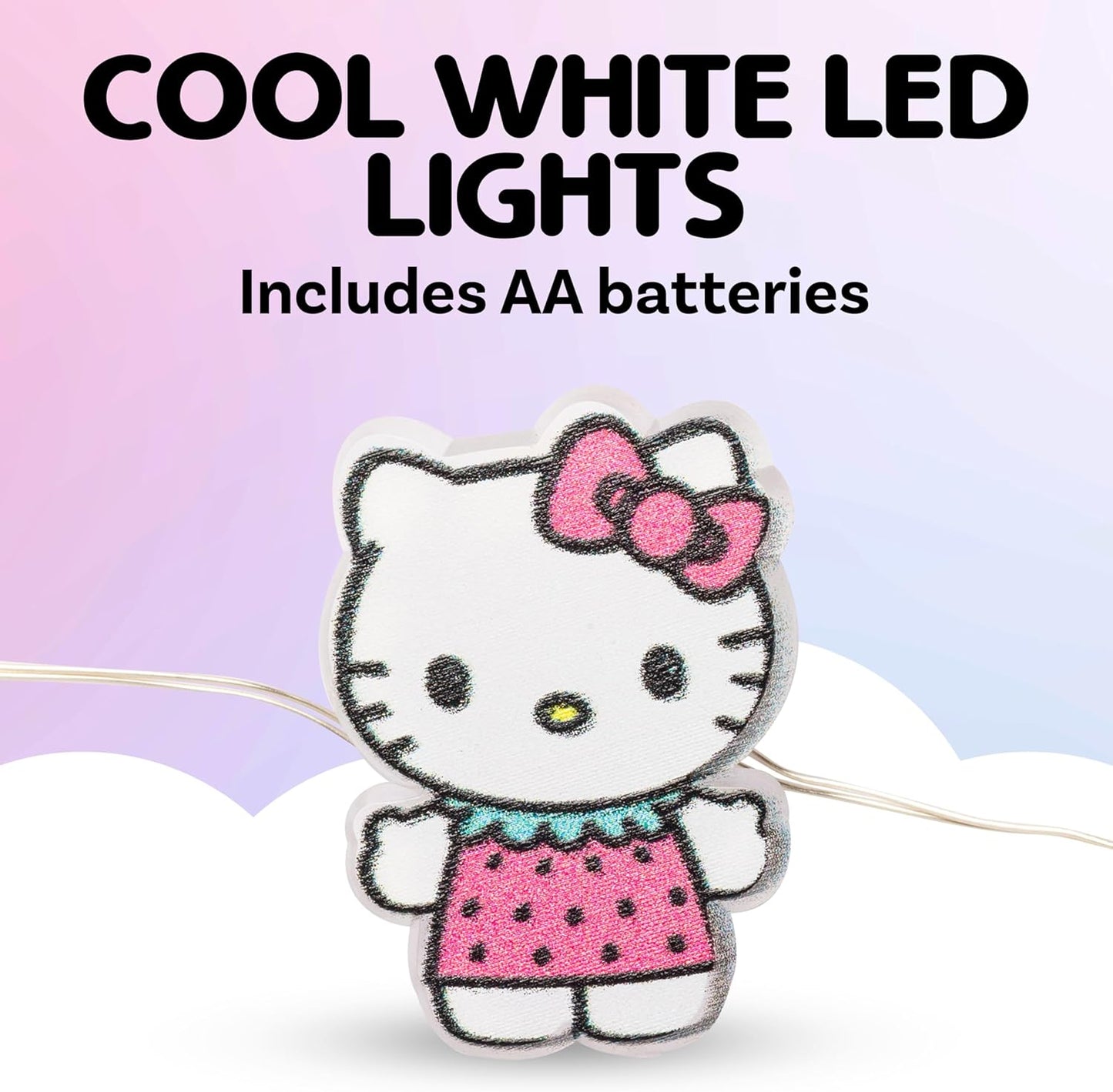 20ct 7 (2 Silver Buffalo Sanrio Hello Kitty Strawberry Dress Decorative String Lights, Feet Long, Battery Powered AA