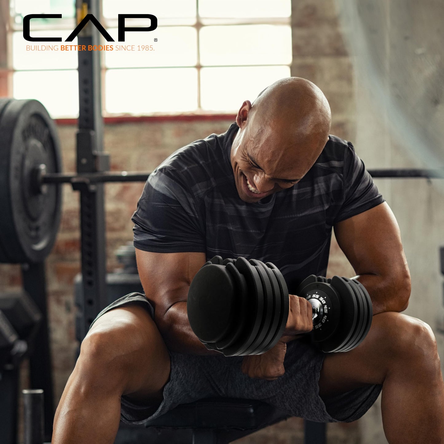 CAP ADJUSTABELL® 55 lb Pair of Adjustable Dumbbells with Contoured Full Rotation Handle, Honeycomb Chrome and Black Handle